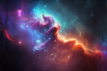 Naklejka na ściany i meble Background of limitless nebula and galaxy in faraway space. Generative Ai.