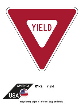 Yield sign - R1 series Stop and yield signs regulatory - vector America United States USA signs
