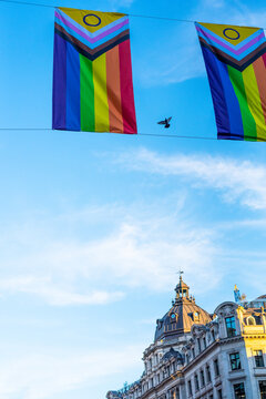 LGBTQ2+ pride month flags in London