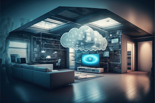 Digital illustration about technology and house.