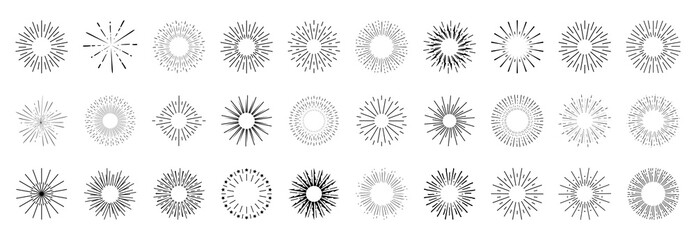 Sunburst logotype icons collection. Sunbeam icons set