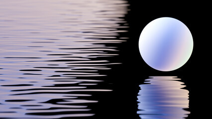 White sphere above the water.
