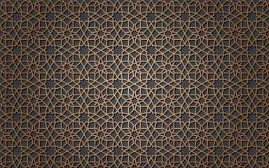 Seamless 3d Ramadan Islamic pattern in Arabian style Vector illustration