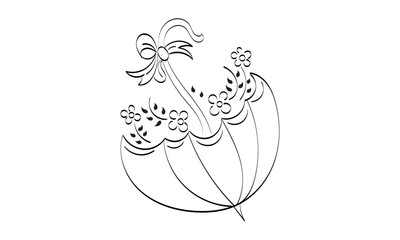Vintage Umbrella embroidery design. Hand Drawn Umbrella floral pattern doodle.