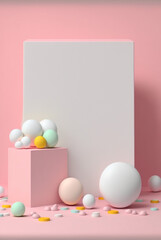 Podium for product advertisement or restaurant menus minimalist design Generative AI