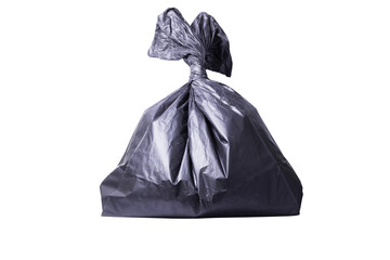 black garbage bag isolated on white background, clipping paths