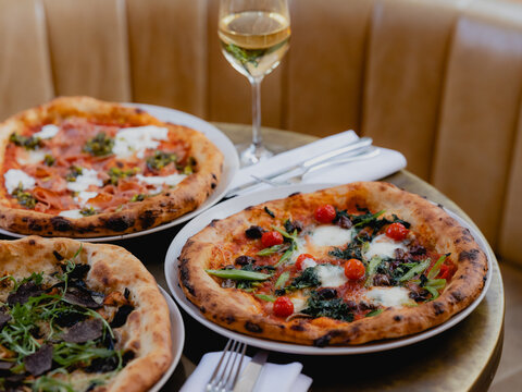 Selection of pizzas