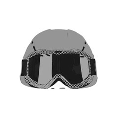 Black and white sketch of a cover and head protector with a transparent background
