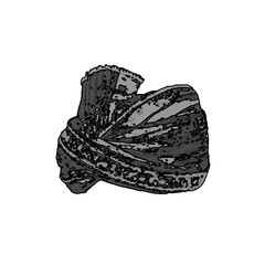 Black and white sketch of a cover and head protector with a transparent background