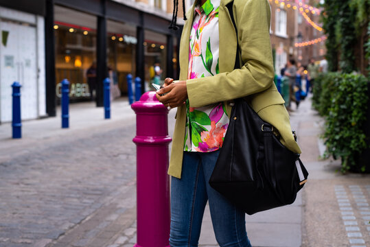 Candid moment in shopping district downtown London