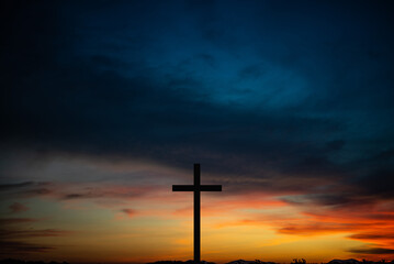 Obraz premium The Cross at the sunset background , Jesus Christ cross