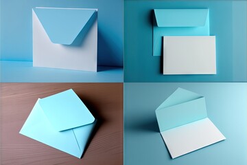  a series of four photos of a folded paper object with a corner cut out of it and a corner cut out of it with a corner cut out of it, and a corner cut out of.