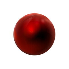 Red sphere glossy realistic, delicious polished ball. Mock up of clean round object, glass orb icon. Png