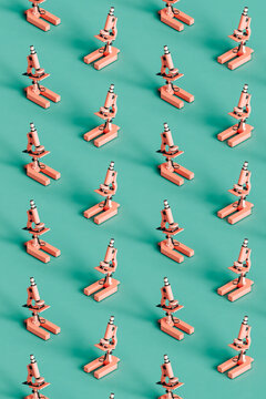 pattern of pink microscopes