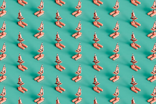 isometric pattern of pink microscopes