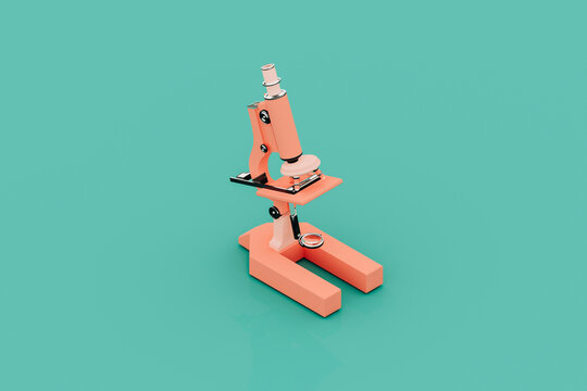 a pink microscopes on green background