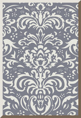 Antique square tile botanic garden vintage pattern spiral cross plant leaf