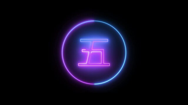 10 second countdown timer animation neon glowing with Chinese and Japanese kanji characters