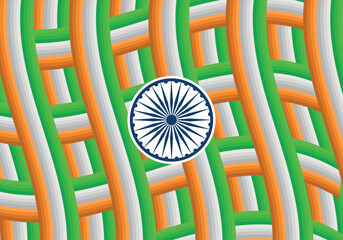 Indian Flag background with Asoka wheel on white background.