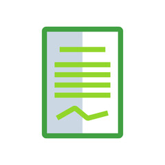 Contract business icon with green duotone style. paperwork, closeup, professional, application, finance, form, person. Vector illustration