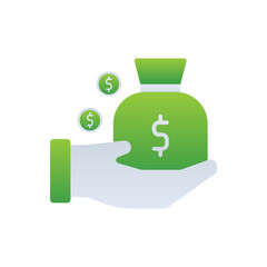 Income business icon with green duotone style. Financial, dollar, sign, set, line, loan, wealth. Vector illustration