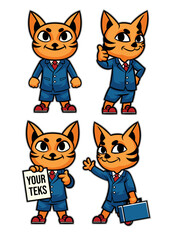 Bussines Man Cat with various pose 