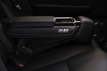 Closeup details of the interior of a new electric energy vehicle