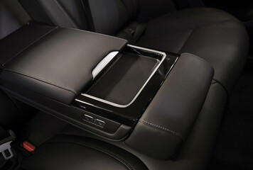 Closeup details of the interior of a new electric energy vehicle