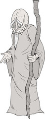 Wise old man cartoon draw