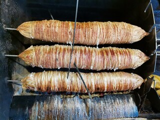 Kokorec. Roasted kokorec. Turkish meal.