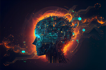 Technology background concept art Generative AI illustration