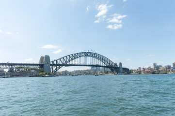 Harbour Bridge in Sydney with River and Ferry.