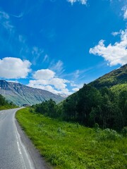 Empty road in the mountains, summer mountains landscape