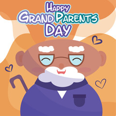 Happy grandparents day poster with cute grandpa character Vector
