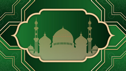 3d realistic green and gold ramadan kareem background banner