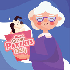 Happy grandparents day poster with happy grandma character Vector