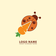 bee and carrot combination vector logo icon.