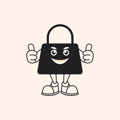 shopping bag character vector logo icon.