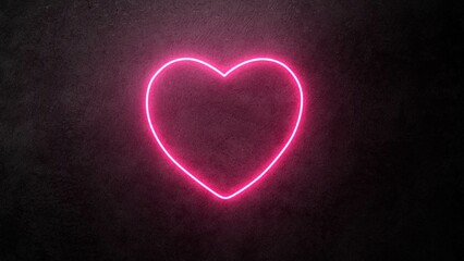 heart love Icon in convesation Neon animation. Light Glowing blue Bright Symbol with Dark Background.