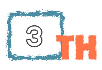 3th Ordinal Numbers counting vector art 
