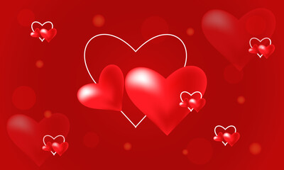 Fototapeta na wymiar red heart background with line art