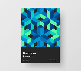 Abstract mosaic hexagons brochure layout. Multicolored corporate identity A4 vector design concept.