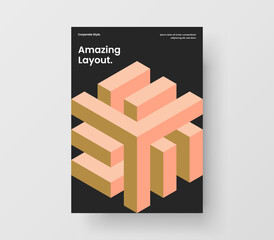 Clean mosaic tiles annual report concept. Simple booklet design vector template.