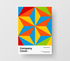 Modern mosaic shapes postcard template. Bright company cover A4 design vector concept.