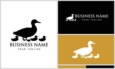 silhouette duck and family logo