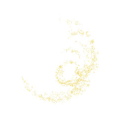 Curl, swirl plume golden abstract grainy texture, crumbs for background or backdrop. Gold dust. Sand particles grain. Pieces plume. Jewelry, carefully placed by hand. Jewel confetti. png