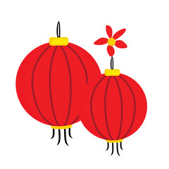 Cute Red Chinese Lantern Happy New Year Background Illustration Vector Clipart