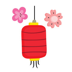 Obraz premium Cute Red Chinese Lantern Happy New Year Background Illustration Vector Clipart