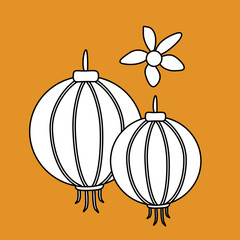 Cute Chinese Lantern for Happy New Year Digital Stamp