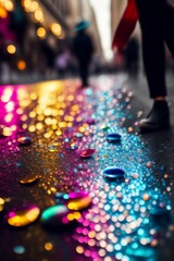 Fototapeta na wymiar street carnival party confetti and sequins